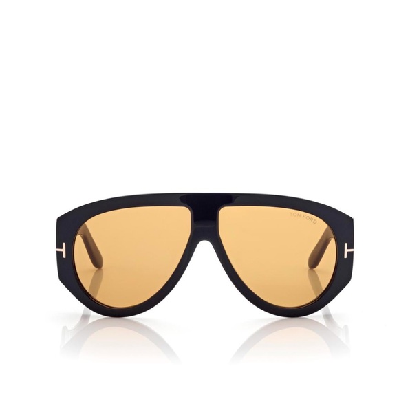 Tom Ford Accessories - Tom Ford Black Frame Sunglasses with Amber Lenses